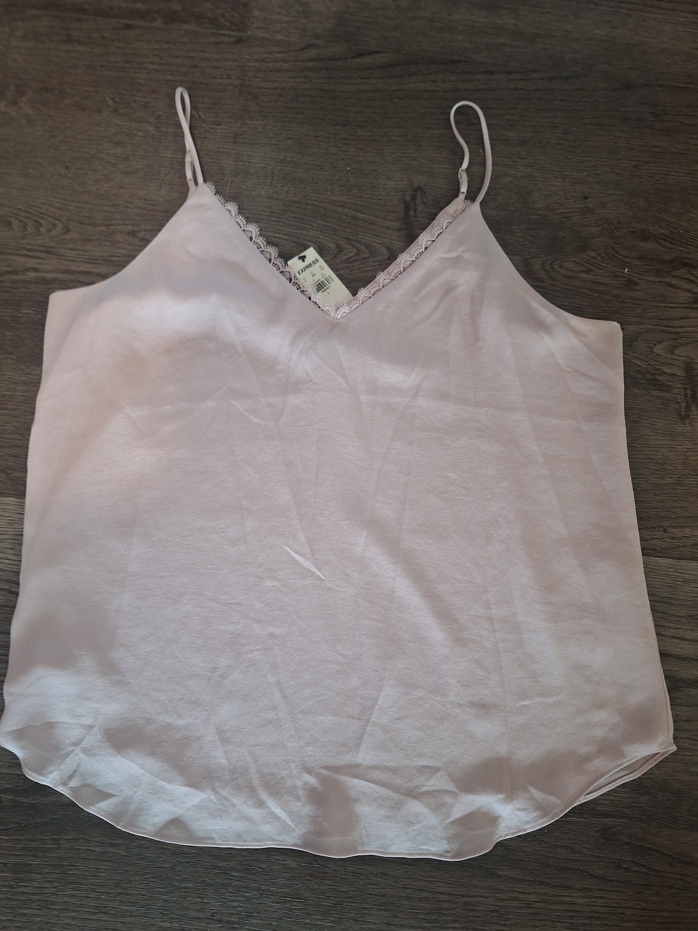 Express Mauve Pink Lace-Trim V-Neck Camisole